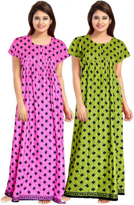 SILVER ORGANISATION Women Nighty(Pink, Green)