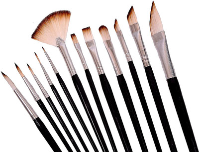 Universal Hub Professional Artist Painting Brushes Set of 12(Set of 1, Black, Silver)