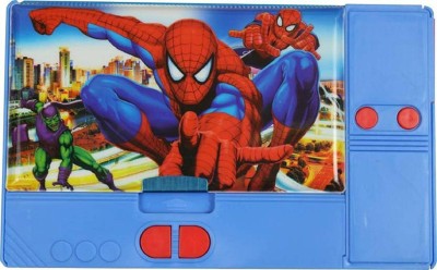 Paper Bear Spiderman Super Hero Art Plastic Pencil Box(Set of 1, Light Blue, Red)
