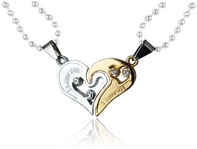 Lila Valentine Special Gifts His and Hers Lover Couple Love Heart 2 Piece Joining Couple Pendants Necklace Chain Pair Love Heart Cubic Zirconia CZ I Love You Puzzle Matching Couple Pendant Necklace for Men Women Girls Boys Friendship Relationship Promise Love Fashion Jewelry, Cubic Zirconia Copper P