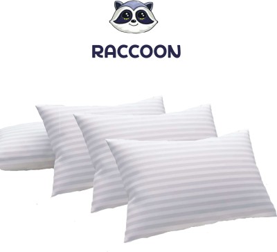 RACCOON Home Furnishing Microfibre Stripes Sleeping Pillow Pack of 4(White)