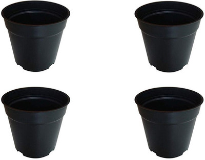 Naturally Green by O2H2O LLP Naturally Green Nursery Pot 8 inch Black ( pack of 4) Plant Container Set(Pack of 4, Plastic)