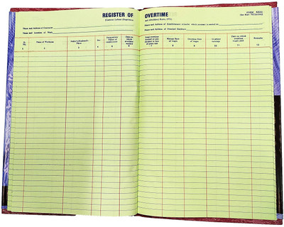 LRS Register of Overtime Form XXIII Rule 78(1)(a) 1-Part Register(35 Sets)
