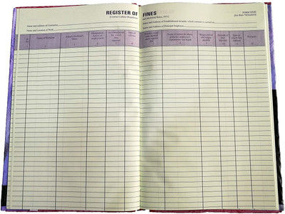 LRS Register of Fines Central Form XXI Rule 78 (1) (a) Account Book Under Contract Labour Law and Rules 1-Part Register(35 Sets)