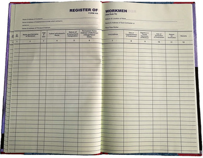 LRS Register of Workman Employed by Contractor Form XIII Rule 75 Account Book Under Contract Central Labour Law Rules 1-Part Register(35 Sets)