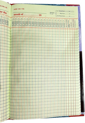 LRS Factory Attendance Register (Pack of 2) Factory Attendance Register - 2 Shifts type - Pack of 2 2-Part Factory Attendance Register(35 Sets)