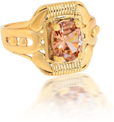 MissMister Brass Micron Real Goldplated Handmade Peach Quartz Traditional fingerring Fashion jewellery Men Women(MM5743ORMI) Brass Cubic Zirconia Gold Plated Ring