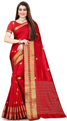 FEEYA FASHION Dyed Bollywood Nylon Saree(Red)