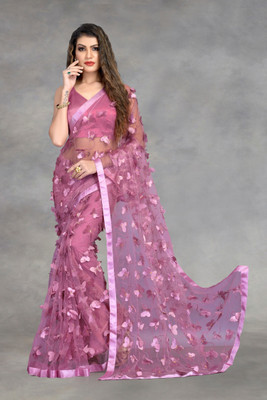 Julee Embroidered Bollywood Net Saree(Purple)