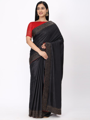 MM VENTURE Embellished Bollywood Pure Silk Saree(Black)