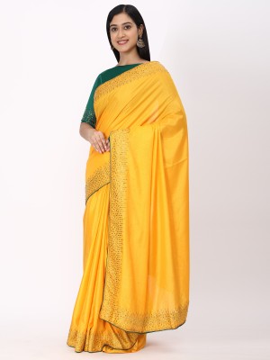 VRINDITA FASHION Embellished Murshidabad Pure Silk Saree(Yellow)