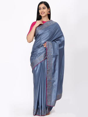 MM VENTURE Embellished Bollywood Pure Silk Saree(Grey)