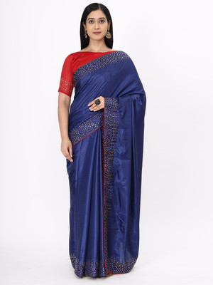 MM VENTURE Embellished Murshidabad Pure Silk Saree(Blue)