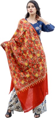 Radha Madhav Enterprise Wool Embroidered Women Shawl(Maroon)