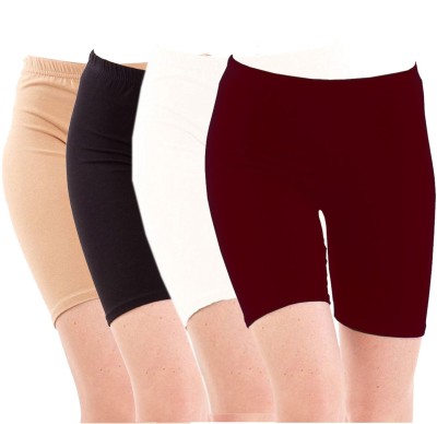 Pixie Solid Women Beige, Black, White, Maroon Cycling Shorts