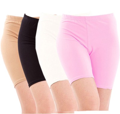 GulGuli Solid Women Beige, Black, White, Pink Cycling Shorts