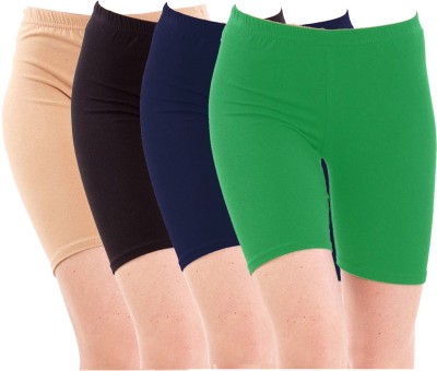 GulGuli Solid Women Beige, Black, Dark Blue, Green Cycling Shorts