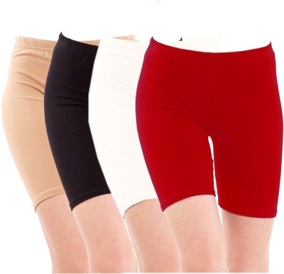 Pixie Solid Women Beige, Black, White, Red Cycling Shorts