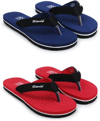 Bizwiz Women Slippers(Blue, Red , 7)