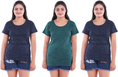 KEOTI Printed Women Round Neck Multicolor T-Shirt