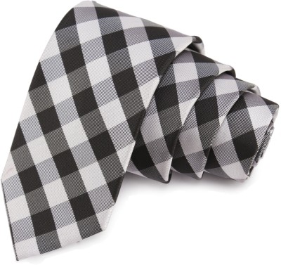 PELUCHE Nifty Black And Grey Colored Neck Checkered Men Tie