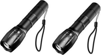 VVG TRADERS LED Torch Flashlight, XML T6 Water Resistance 5Modes Zoom Torch with Adjustable Focus with 3 AAA Battery (Pack Of 2) Set Of 2 Torch(Multicolor, 9 cm, Rechargeable)