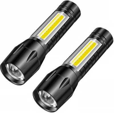 Buy From Best Flashlight with COB Light Mini Waterproof Portable LED XPE COB Flashlight USB Rechargeable 3 Modes Pen Clip Light Flashlight with Hanging Rope Torch (Black : Rechargeable) (Pack Of 2) Torch(Black, 4 cm, Rechargeable)