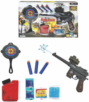 Richuzers PUBG 3 in 1 Mauser C96 Gun Toy Set with 1000+ Crystal Water, BB Soft Bullet Balls & 3 Soft Foam Bullets with Target Pen Shooting Role Play Game for Kids Guns & Darts(Black)