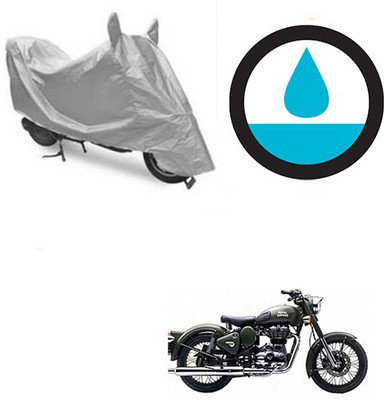 HYBRIDS COLLECTION Waterproof Two Wheeler Cover for Royal Enfield(Battle Green, Silver)