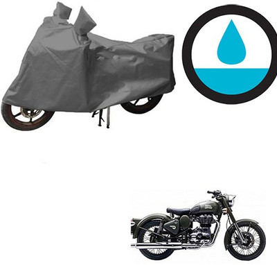 HYBRIDS COLLECTION Waterproof Two Wheeler Cover for Royal Enfield(Battle Green, Grey)