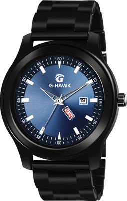 G-HAWK 5211 BLUE BL CH Latest Designer Blue Dial And Black Stainless Steel Chain With Day And Date Display Watch For Men & Boys Analog Watch  - For Men