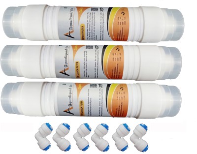 AQUALIQUID RO Gold Inline Set, Pre Carbon Filter+ Sediment Filter + Post Carbon Filter Supreme Quality + 6 pcs connactor (Elbow) Suitable for All Brand RO Water Purifier Solid Filter Cartridge (0.005, Pack of 9) Solid Filter Cartridge(0.005, Pack of 9)