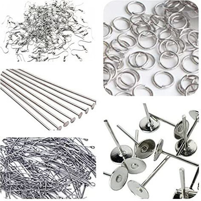 Zilzon Jewellery Making Combo Earing Making Hooks and Jump Ring and I Pin and Studs Each 20Pcs (Silver & Golden)