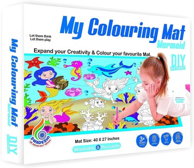 PEZYOX My colouring mat Mermaid.A jumbo colouring mat for kids for hours of fun & colouring.Washable & Reusable.Mat size:40*27 inches