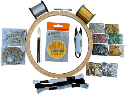 Qroof Aari Work, Maggam Work Materials Combo Kit for Blouse, Fabric Decoration for Beginner Pack Set