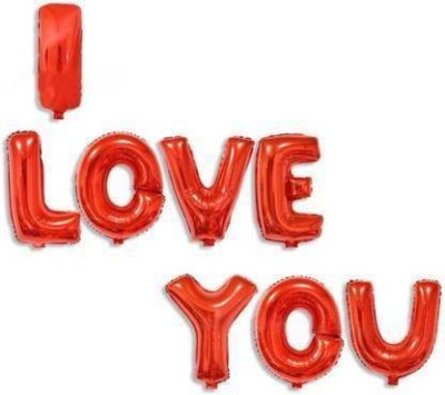 TAL ENTERPRISES Solid Printed I Love You Letter-Alphabet Balloons Birthday-Anniversary-Valentines day Letter Balloon Balloon(Red, Pack of 8)