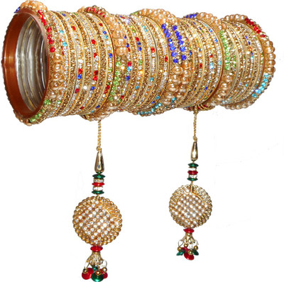 Vardhman Metal Zircon Bangle Set(Pack of 34)