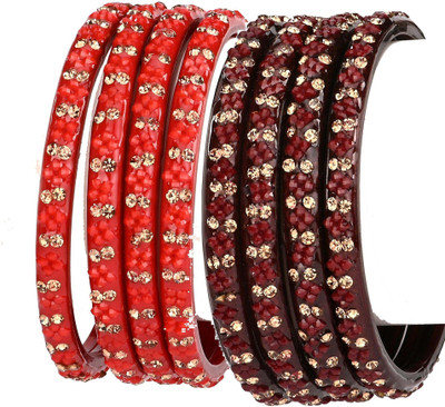 AFAST Glass Enamel Bangle Set(Pack of 8)