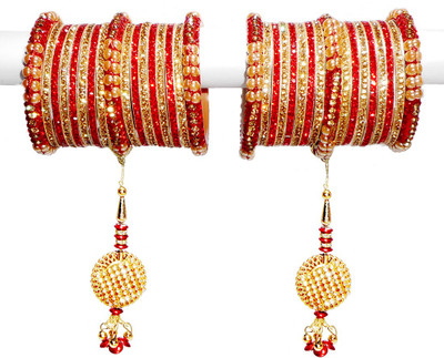 Vardhman Metal Zircon Bangle Set(Pack of 34)