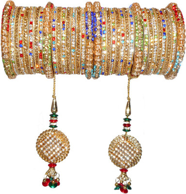 Vardhman Metal Zircon Bangle Set(Pack of 34)