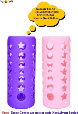 Miss & Chief by Flipkart Baby Feeding Bottle Silicone Warmer Cover/Sleeve Holder/Insulated Protection for Newborns/Infants/Babies (Purple & Pink, 240 ML) (Pack of 2)(Purple & Pink)