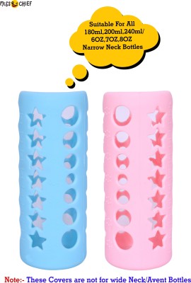 Miss & Chief by Flipkart Baby Feeding Bottle Silicone Warmer Cover/Sleeve Holder/Insulated Protection for Newborns/Infants/Babies (Blue & Pink, 240 ML) (Pack of 2)(Blue & Pink)