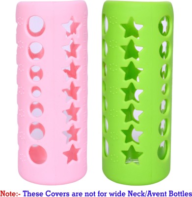 Miss & Chief by Flipkart Baby Feeding Bottle Silicone Warmer Cover/Sleeve Holder/Insulated Protection for Newborns/Infants/Babies (Pink & Green, 240 ML)(Pink & Green)
