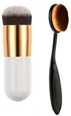 Crazy girl Professional Foundation Brush and Oval Foundation Brush pack of 2 (Pack of 2)(Pack of 2)