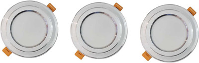 MVL 9W Bright Led Conceal Down Light White Round Pack of 3 Recessed Ceiling Light Ceiling Lamp(White)