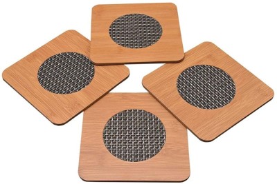 ARNIYAVALA Square Bamboo Coaster Set(Pack of 4)