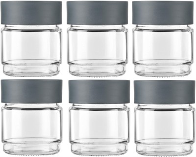 cello Glass Cookie Jar  - 500 ml(Pack of 6, Grey)