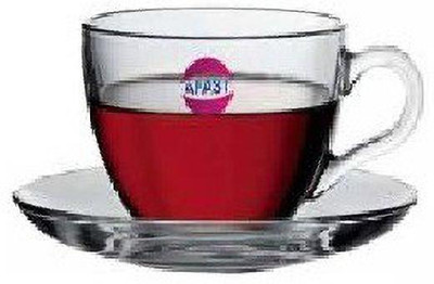 AFAST Pack of 2 Glass Style Transparent Glass Tea/ Coffee Serving Cup plate (Set Of 1)gr5(Clear, Cup and Saucer)