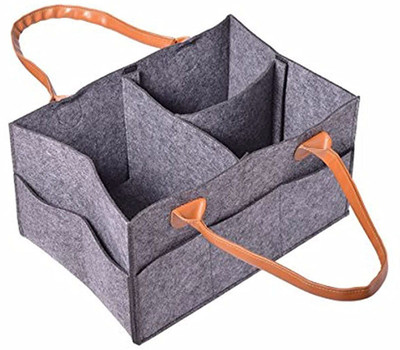 HOUSE OF QUIRK Baby Nappy Diaper Caddy Organizer with Removable Compartments Baby Diaper Caddy Organizer(Grey)