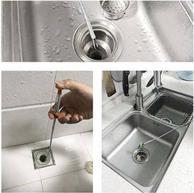 marrish Drain Wire Spring Stick , Sink Cleaning Stick Sewer Pipe Basin Cleaner Tool Crystal Drain Opener(1 ml)
